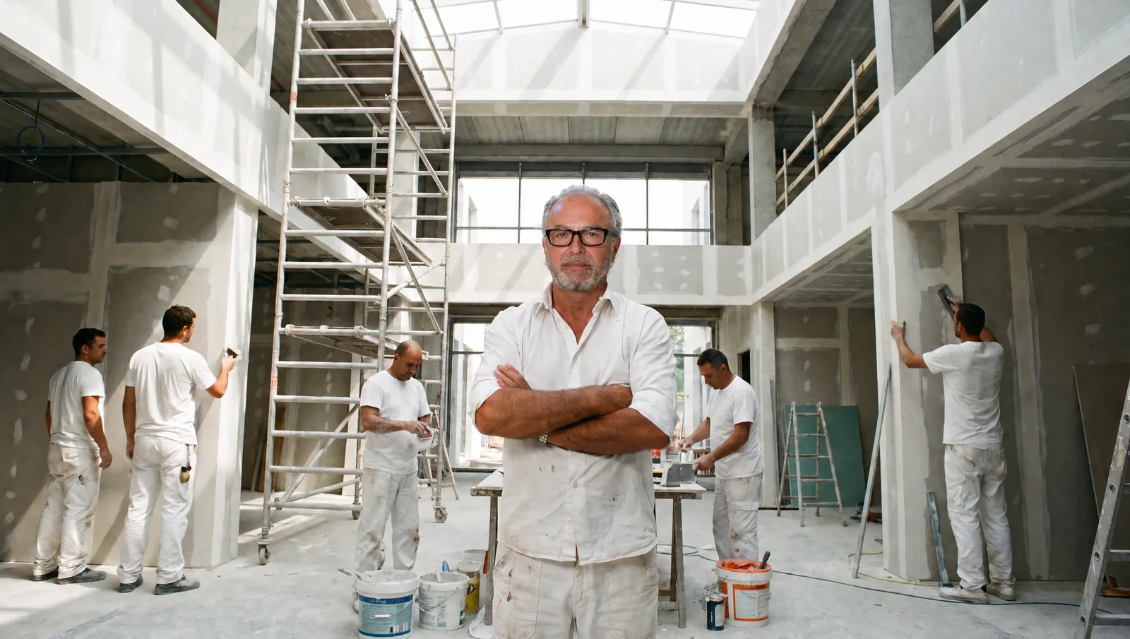 Antonio Pettellino mit Team auf einer Großbaustelle