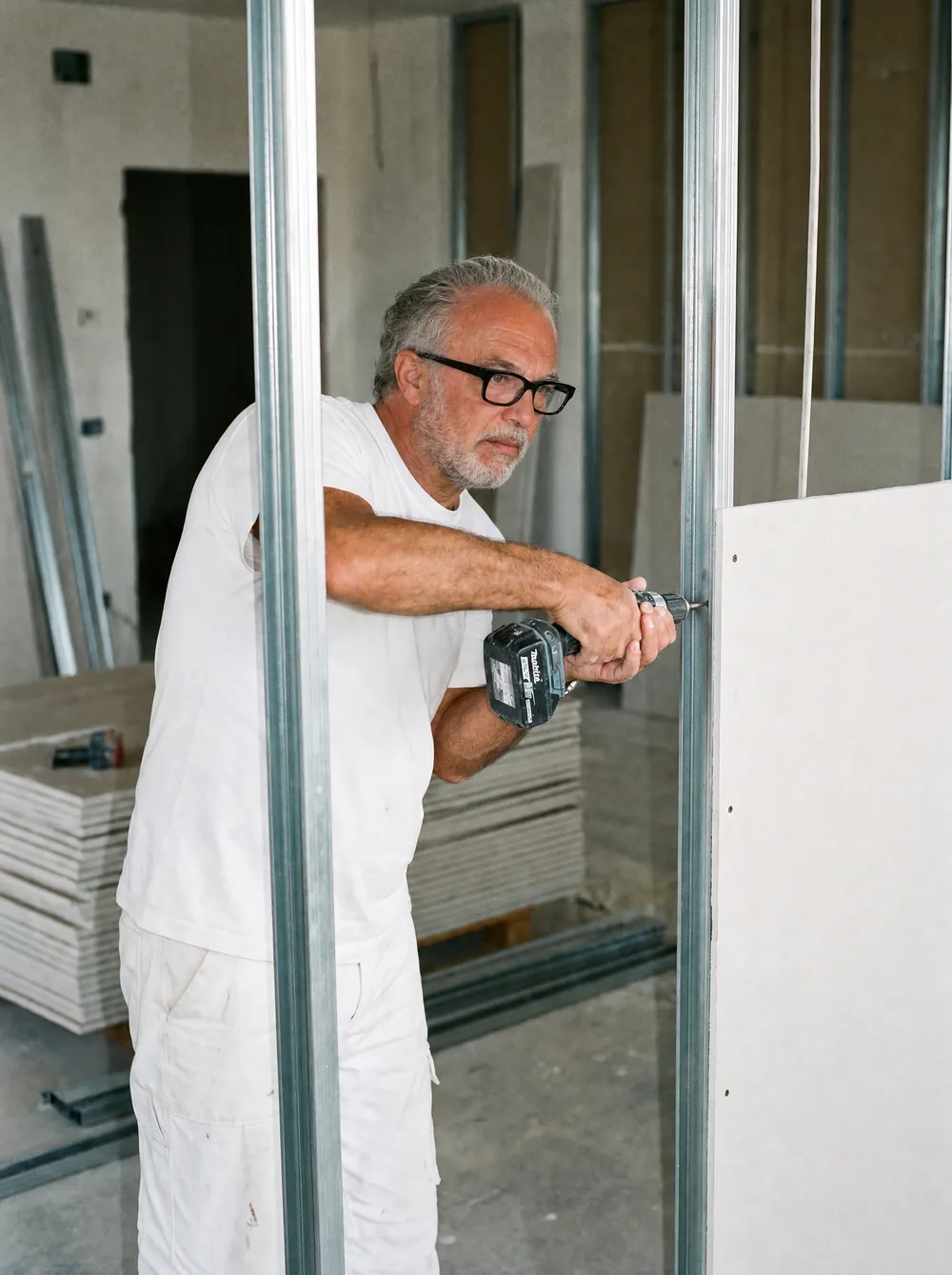 Trockenbau: Antonio Pettellino bei der Arbeit